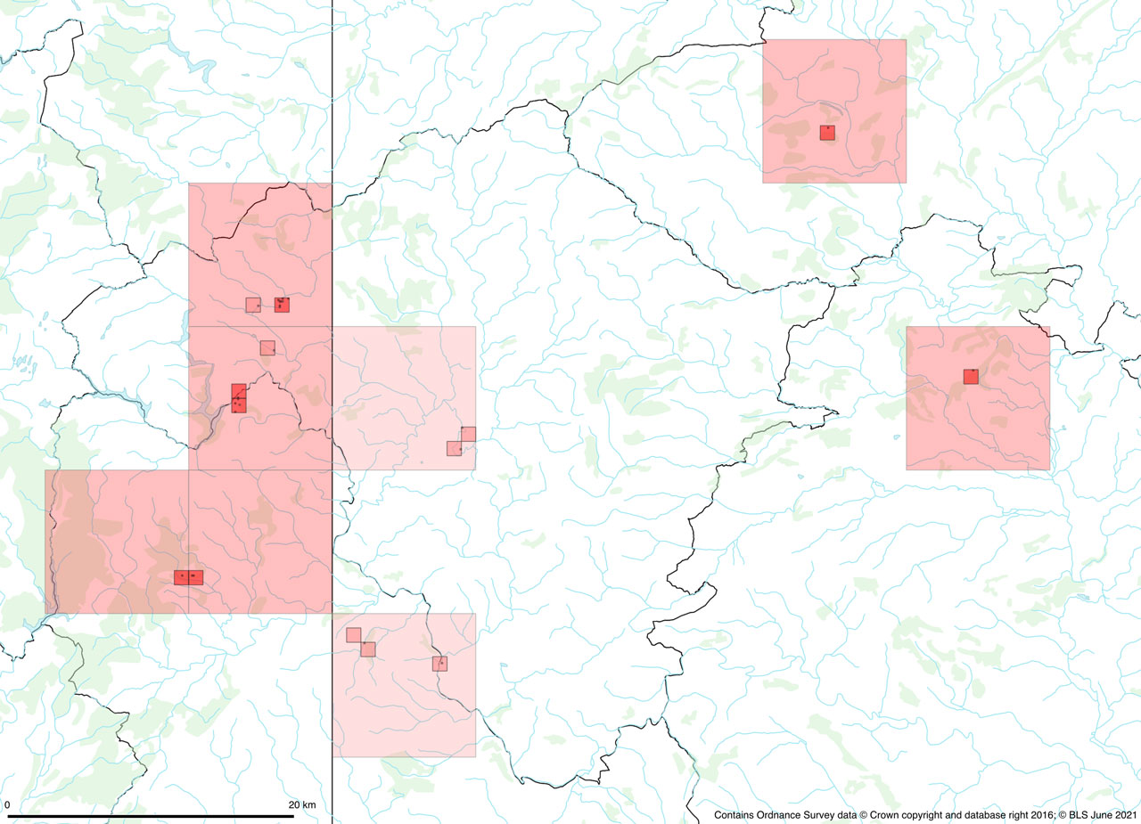 Scutula circumspecta in east Wales & The Marches (darker red post 2000, lighter red pre 2000), from Sanderson (2021) Scutula circumspecta in east Wales & The Marches